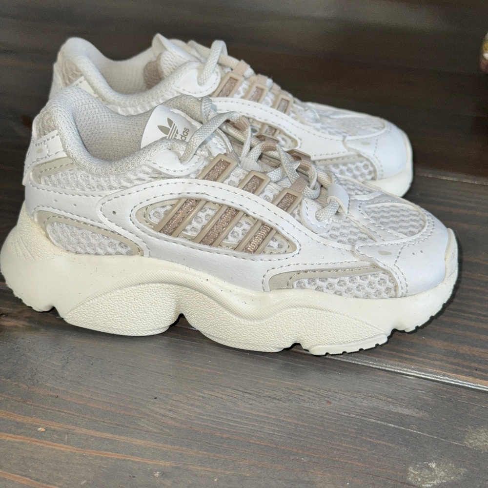 Adidas Cream and White Mesh Sneakers